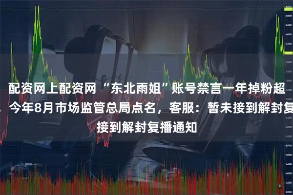 配资网上配资网 “东北雨姐”账号禁言一年掉粉超500万，今年8月市场监管总局点名，客服：暂未接到解封复播通知